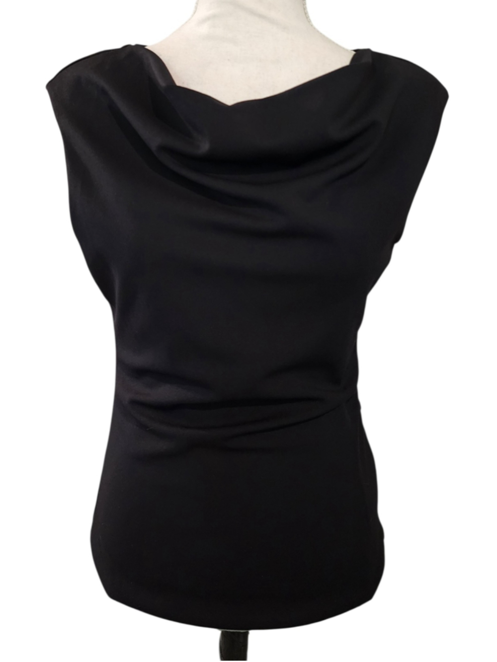White House Black Market Black Draped Cowl Neck Sleeveless Blouse